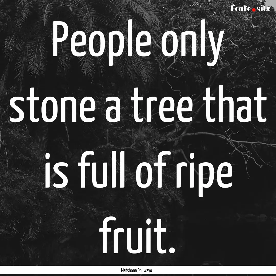 People only stone a tree that is full of.... : Quote by Matshona Dhliwayo