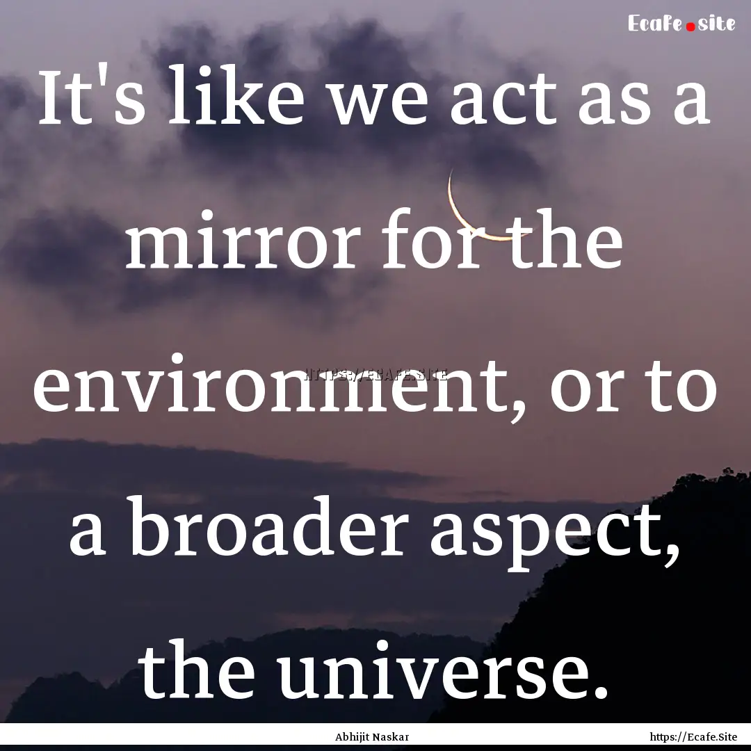 It's like we act as a mirror for the environment,.... : Quote by Abhijit Naskar