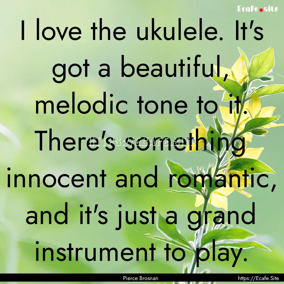 I love the ukulele. It's got a beautiful,.... : Quote by Pierce Brosnan