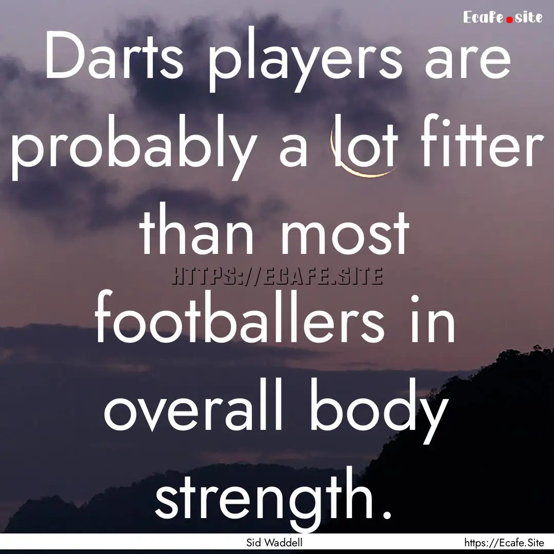 Darts players are probably a lot fitter than.... : Quote by Sid Waddell