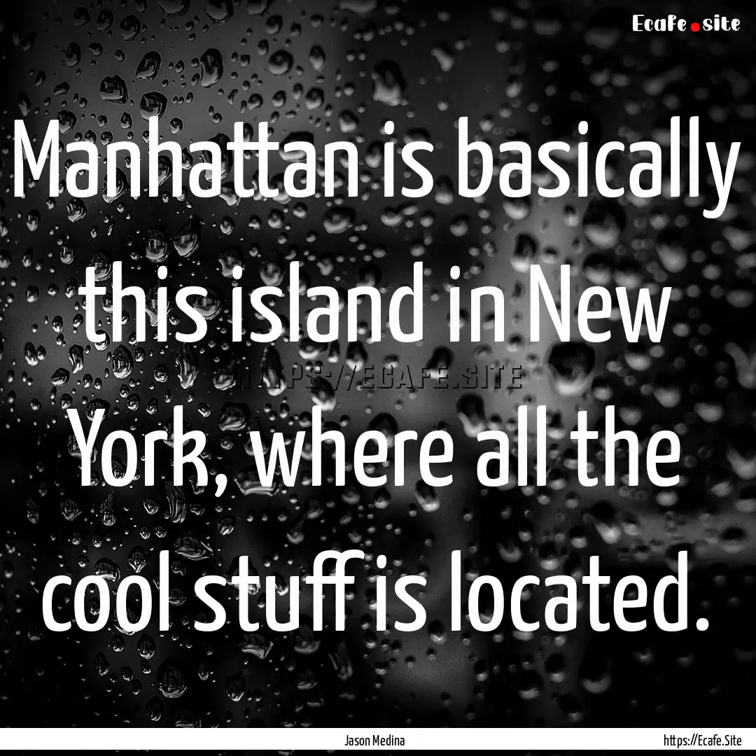 Manhattan is basically this island in New.... : Quote by Jason Medina