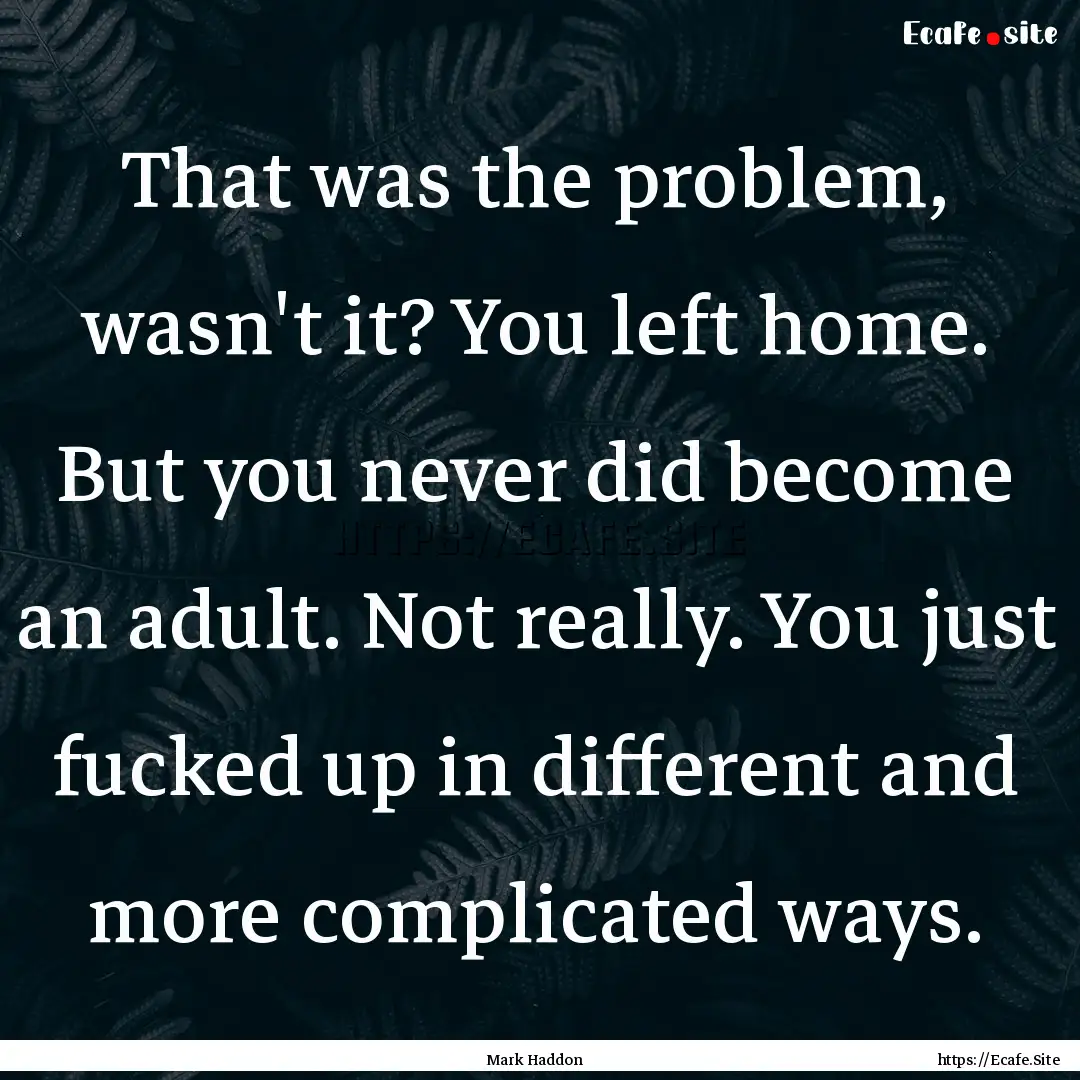 That was the problem, wasn't it? You left.... : Quote by Mark Haddon