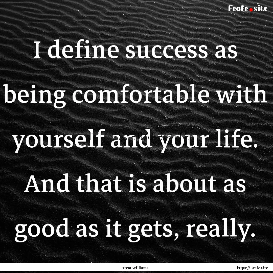 I define success as being comfortable with.... : Quote by Treat Williams