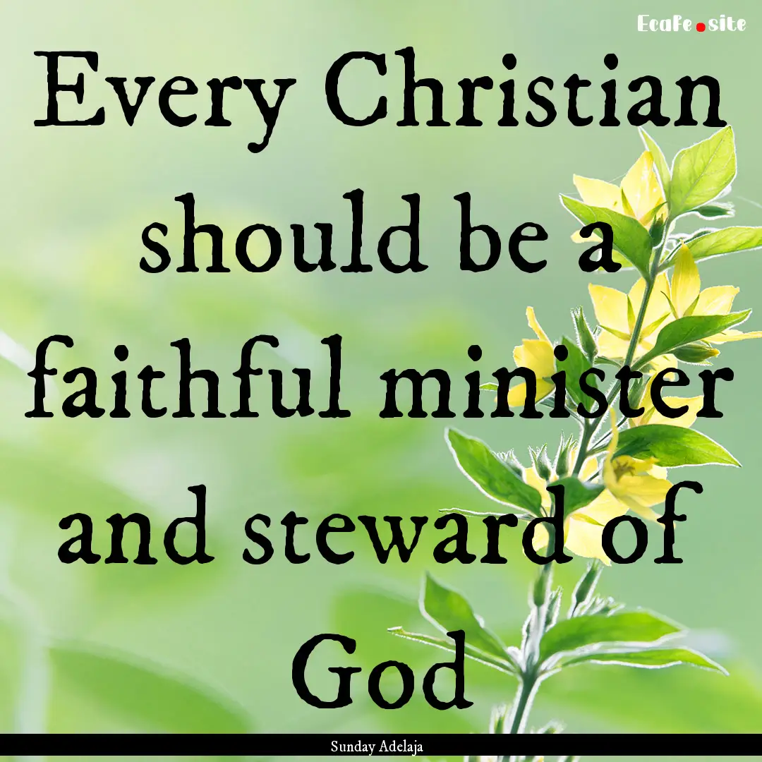 Every Christian should be a faithful minister.... : Quote by Sunday Adelaja