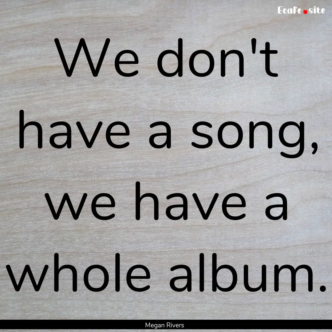 We don't have a song, we have a whole album..... : Quote by Megan Rivers