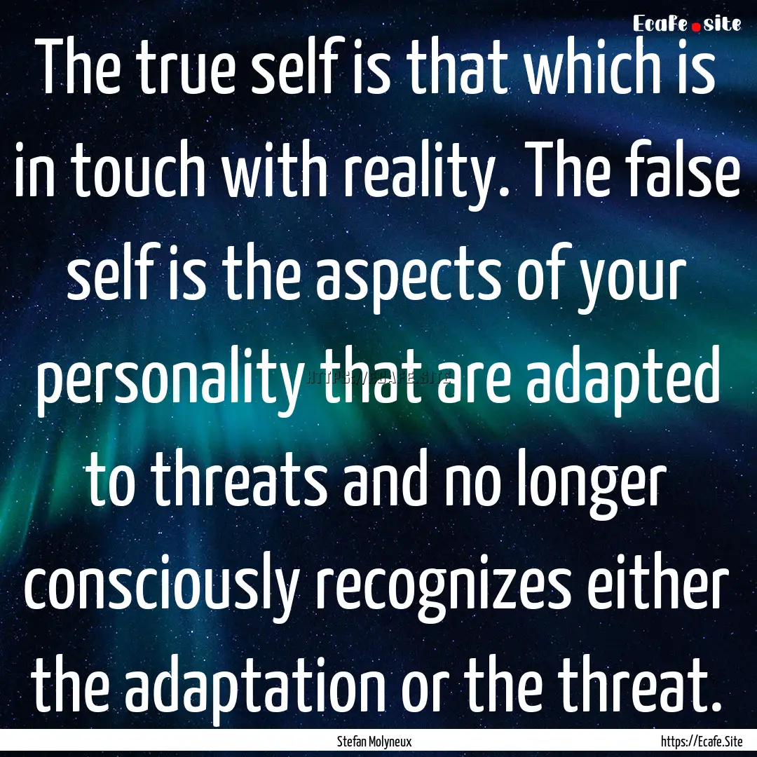 The true self is that which is in touch with.... : Quote by Stefan Molyneux