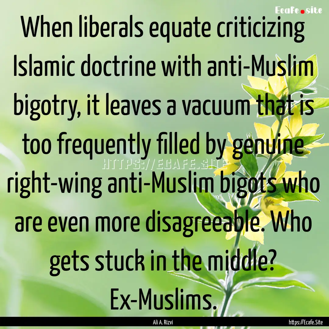 When liberals equate criticizing Islamic.... : Quote by Ali A. Rizvi