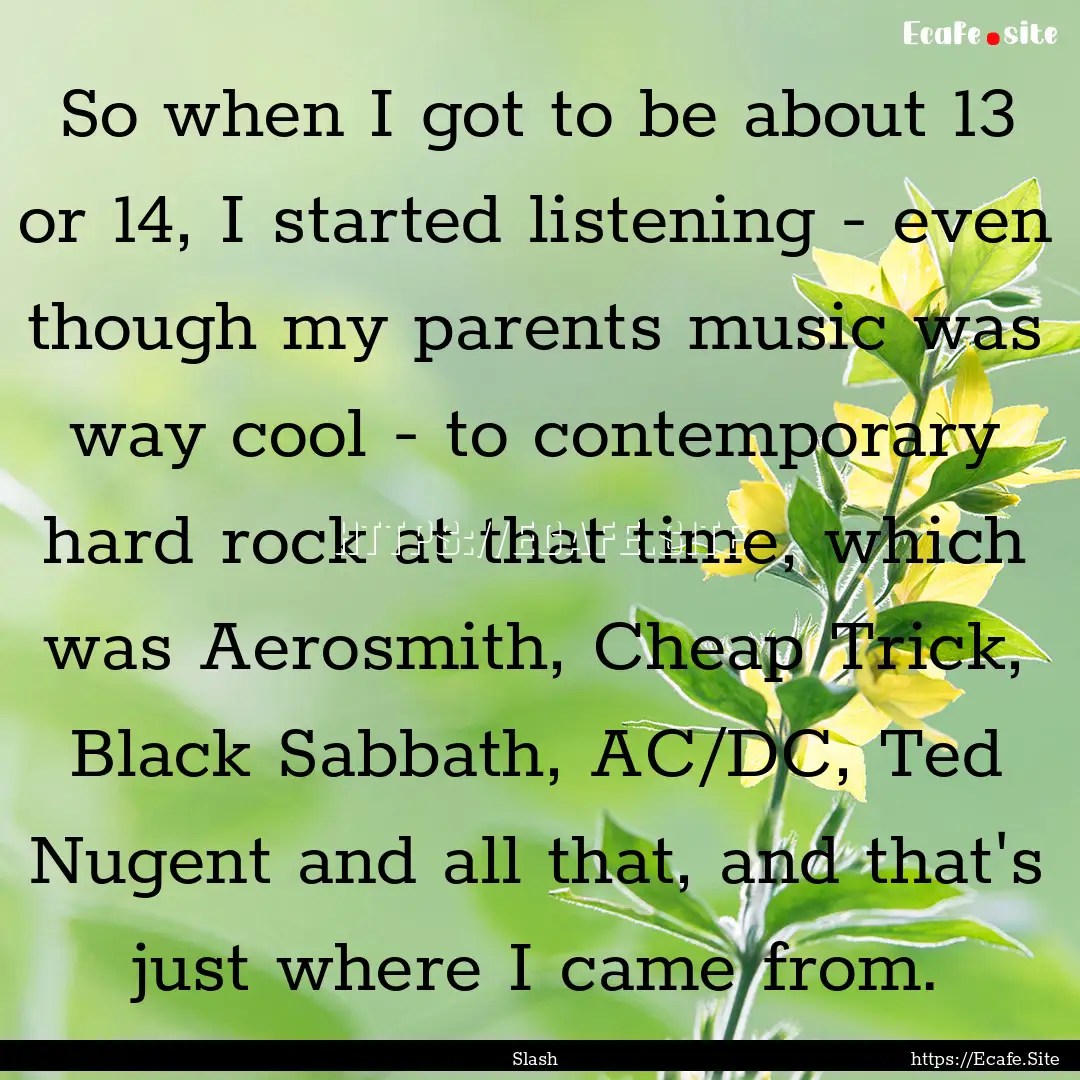 So when I got to be about 13 or 14, I started.... : Quote by Slash