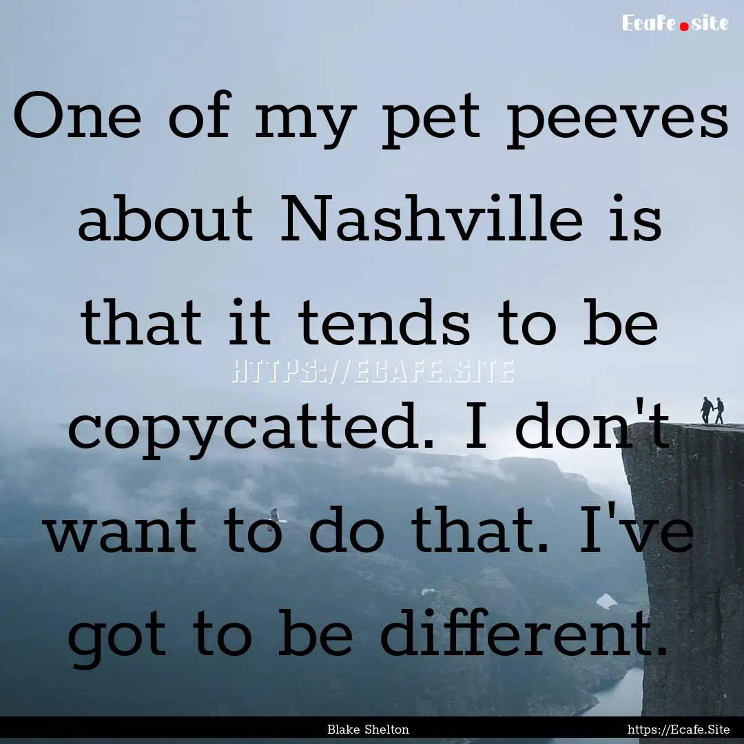 One of my pet peeves about Nashville is that.... : Quote by Blake Shelton