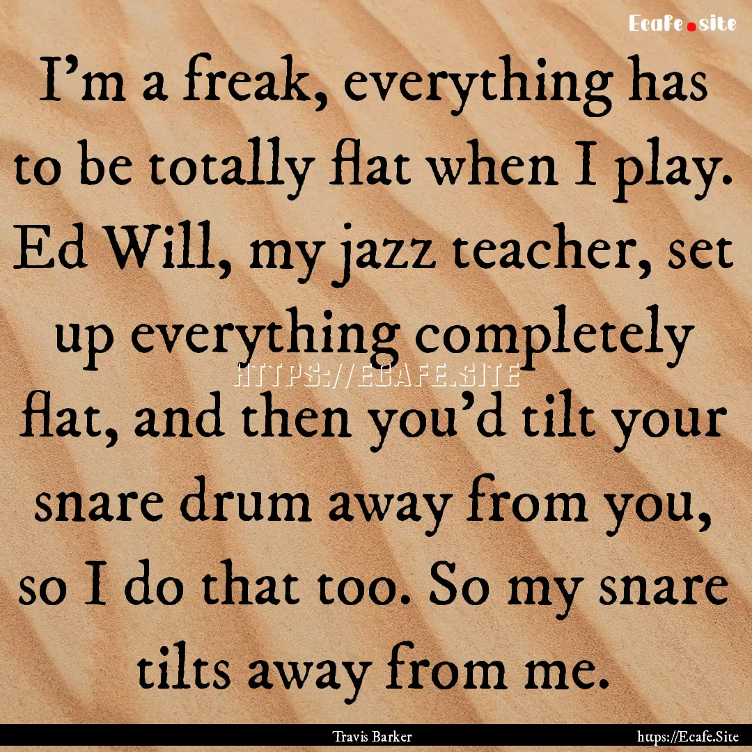 I'm a freak, everything has to be totally.... : Quote by Travis Barker