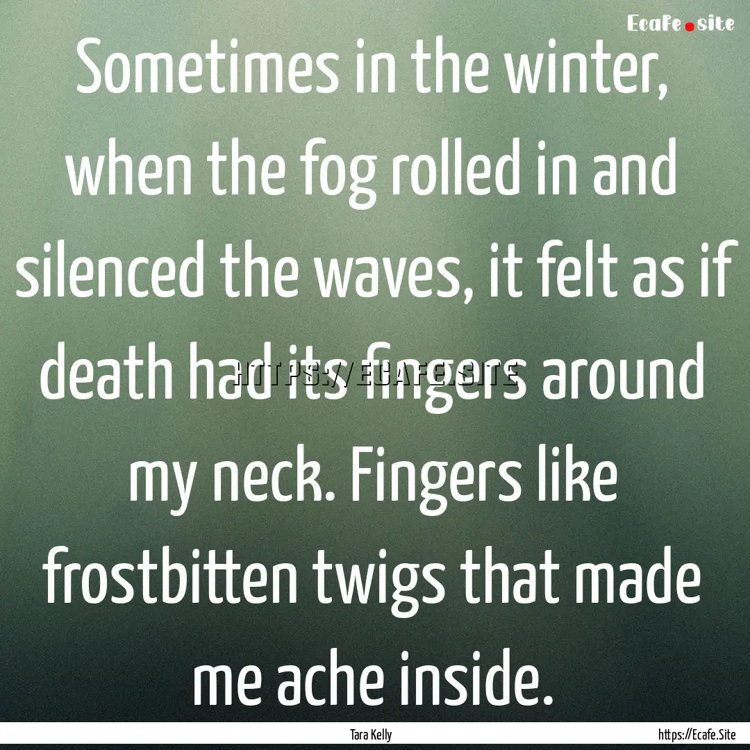 Sometimes in the winter, when the fog rolled.... : Quote by Tara Kelly