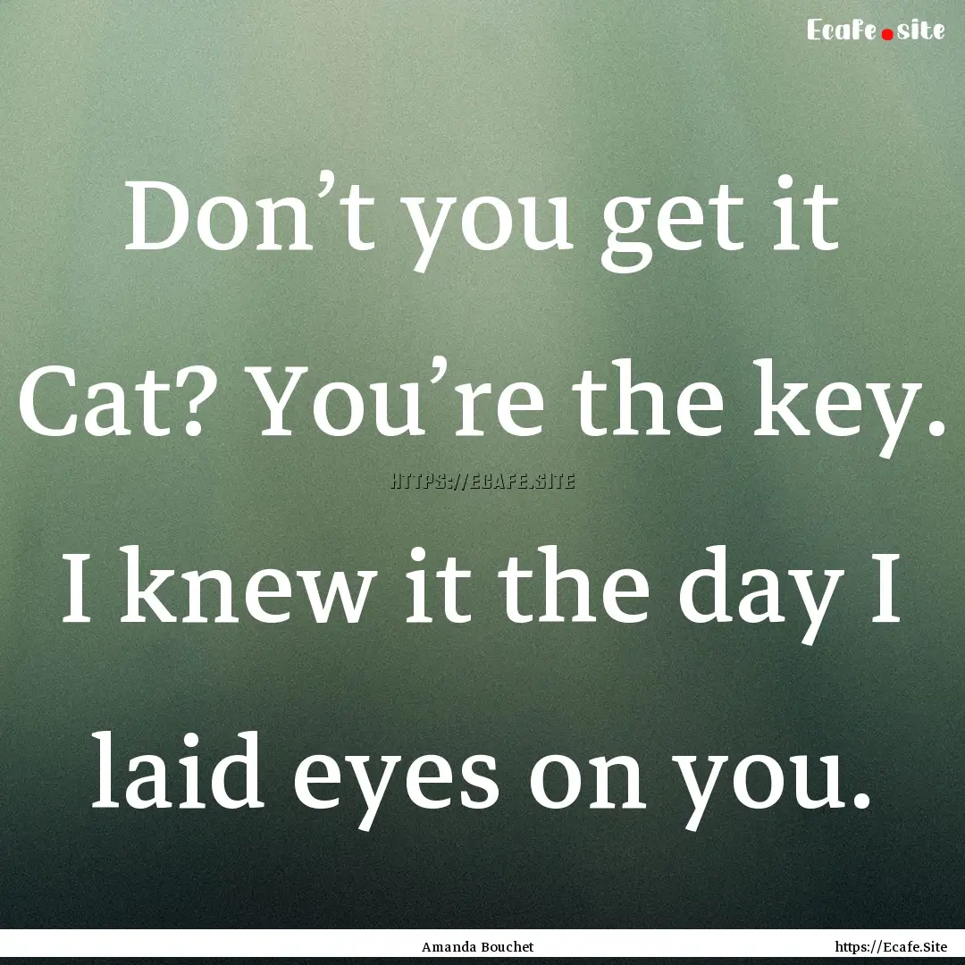 Don’t you get it Cat? You’re the key..... : Quote by Amanda Bouchet