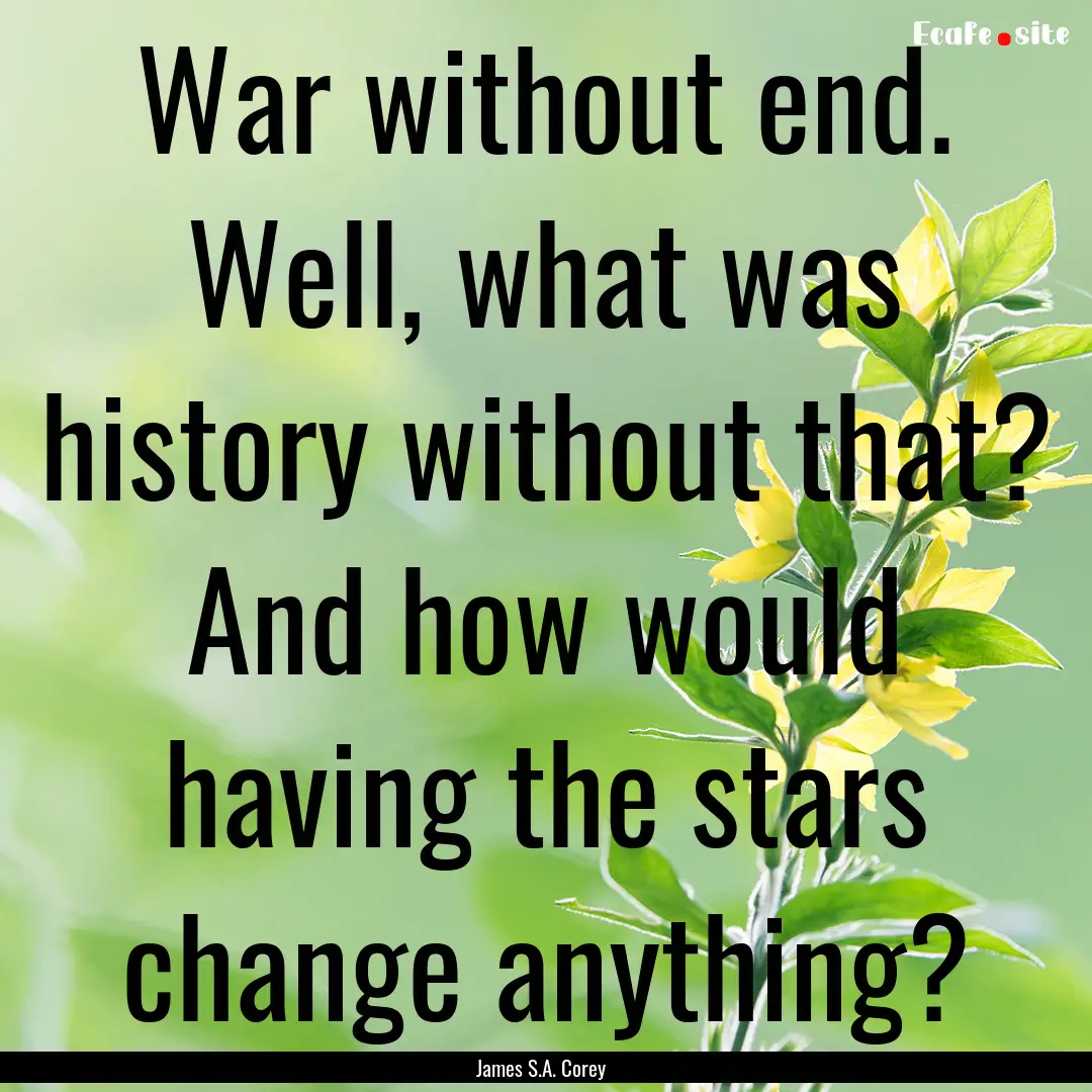 War without end. Well, what was history without.... : Quote by James S.A. Corey