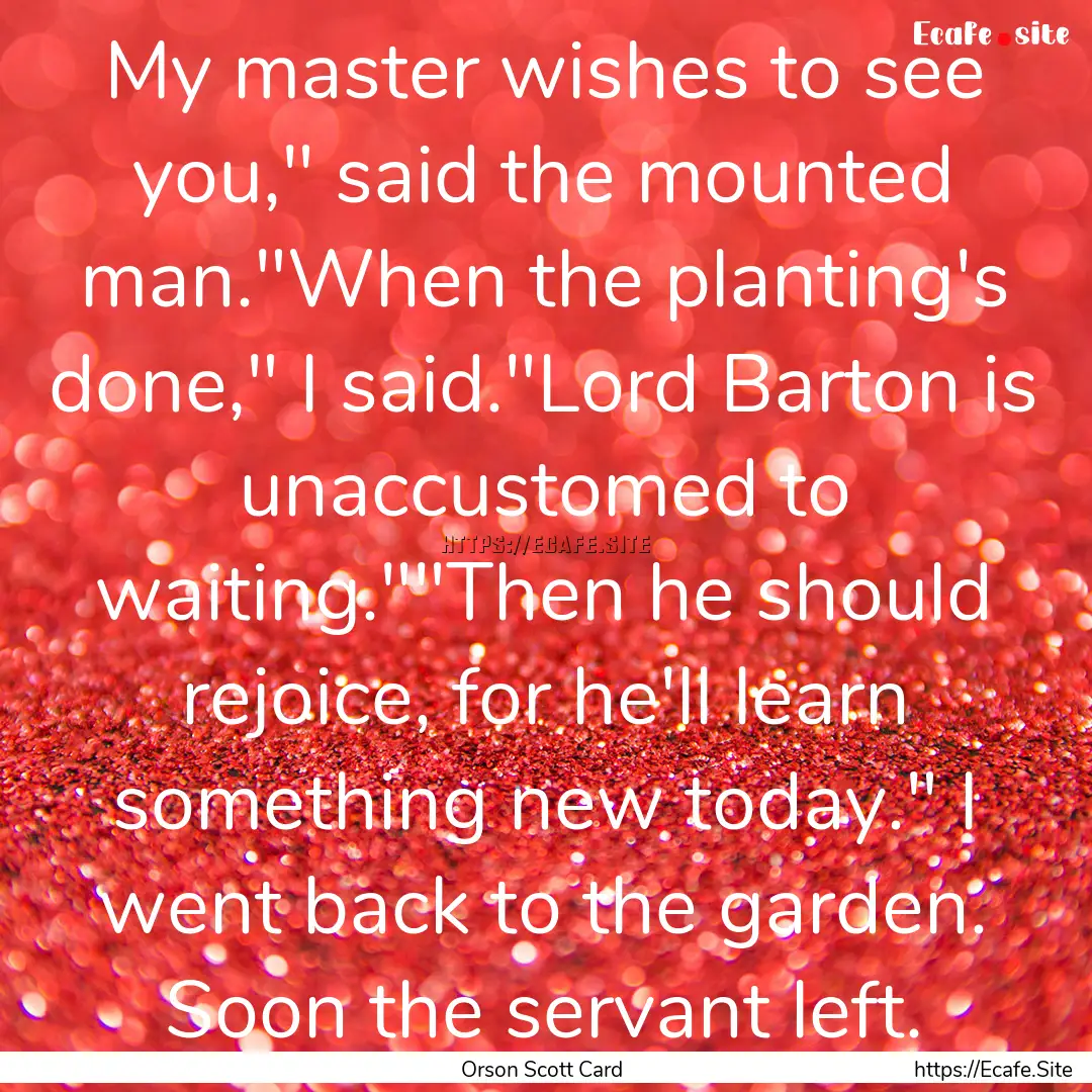 My master wishes to see you,