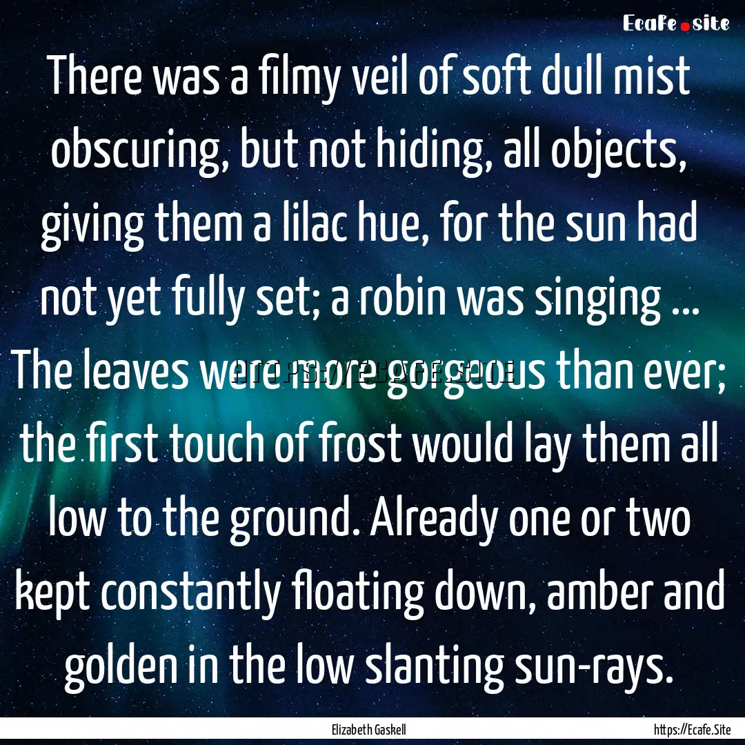 There was a filmy veil of soft dull mist.... : Quote by Elizabeth Gaskell