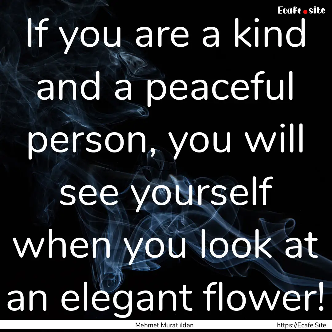 If you are a kind and a peaceful person,.... : Quote by Mehmet Murat ildan