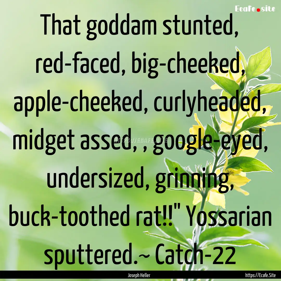 That goddam stunted, red-faced, big-cheeked,.... : Quote by Joseph Heller