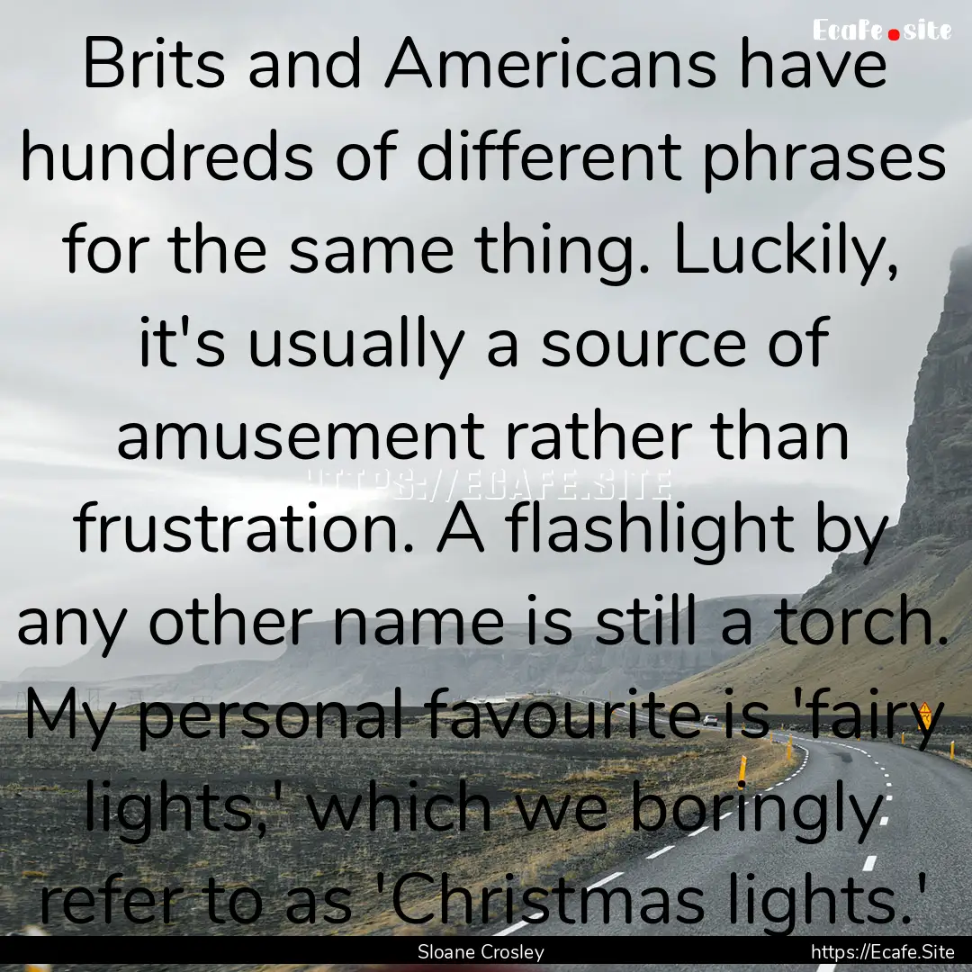 Brits and Americans have hundreds of different.... : Quote by Sloane Crosley