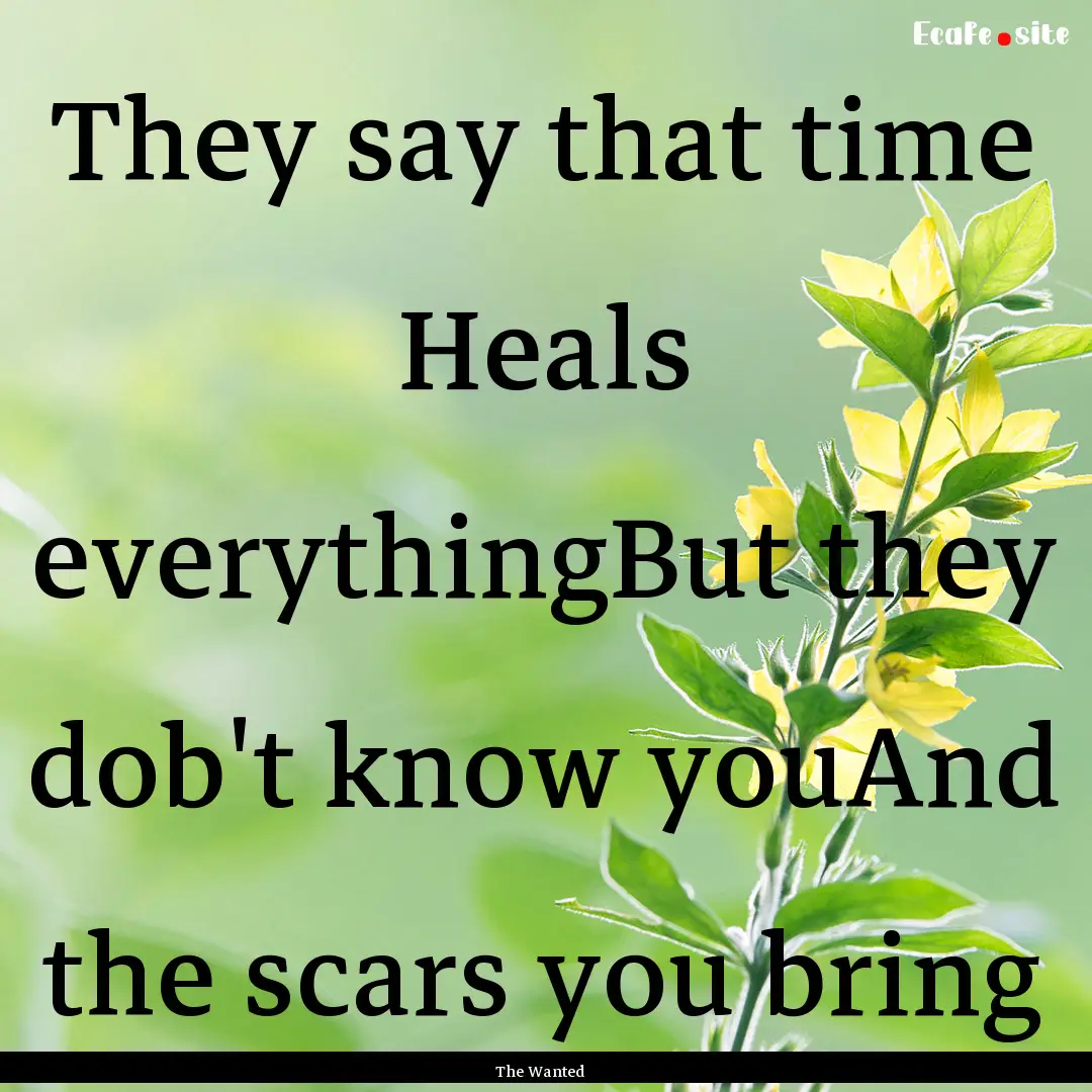 They say that time Heals everythingBut they.... : Quote by The Wanted