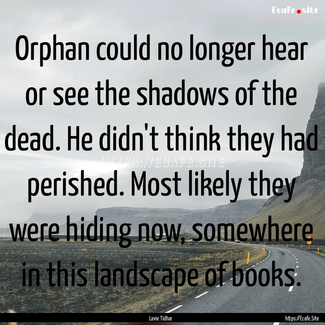 Orphan could no longer hear or see the shadows.... : Quote by Lavie Tidhar