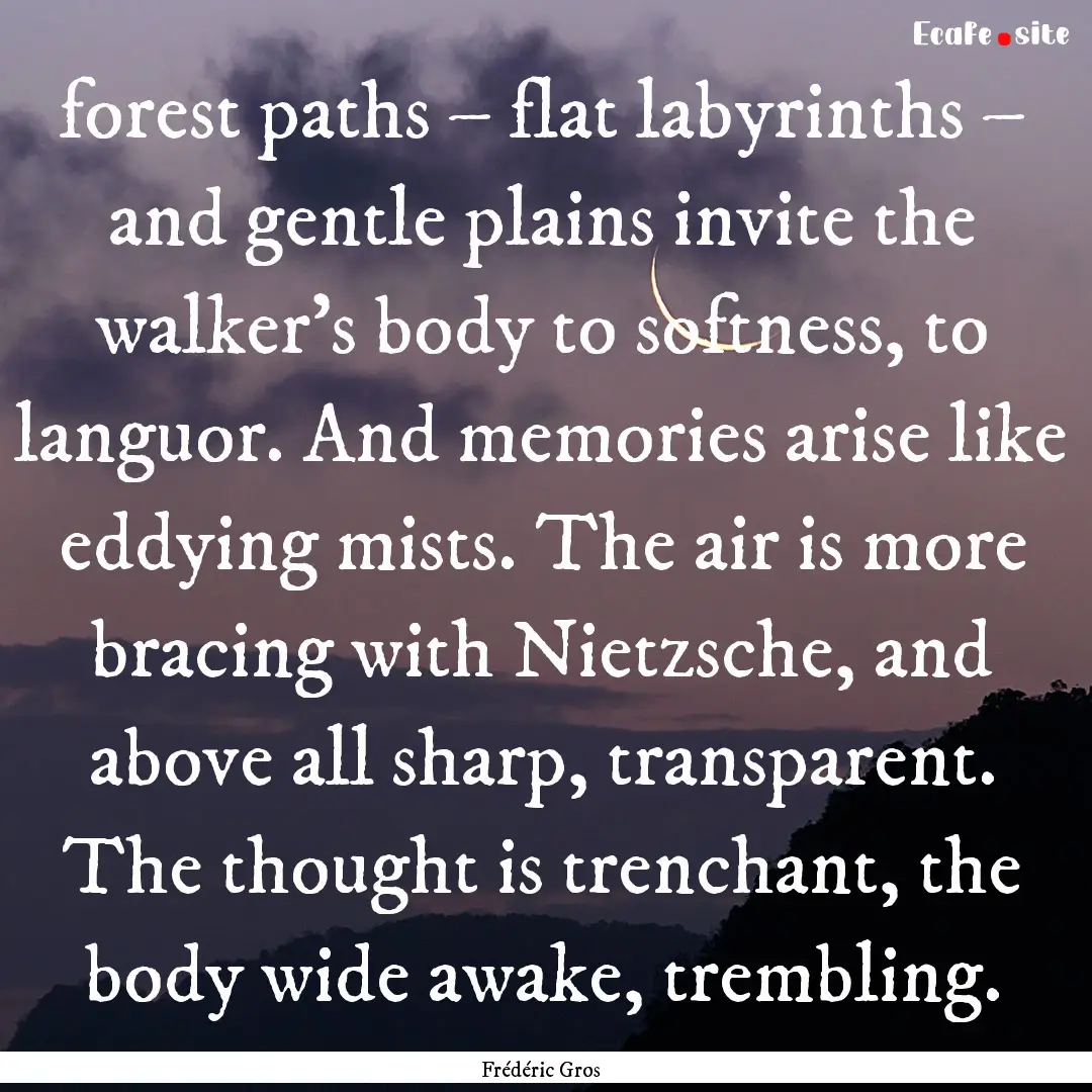 forest paths – flat labyrinths – and.... : Quote by Frédéric Gros