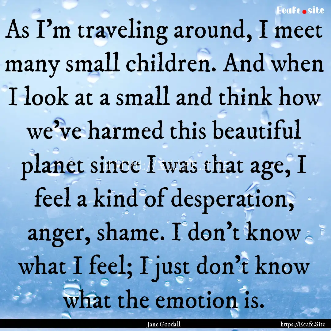 As I'm traveling around, I meet many small.... : Quote by Jane Goodall