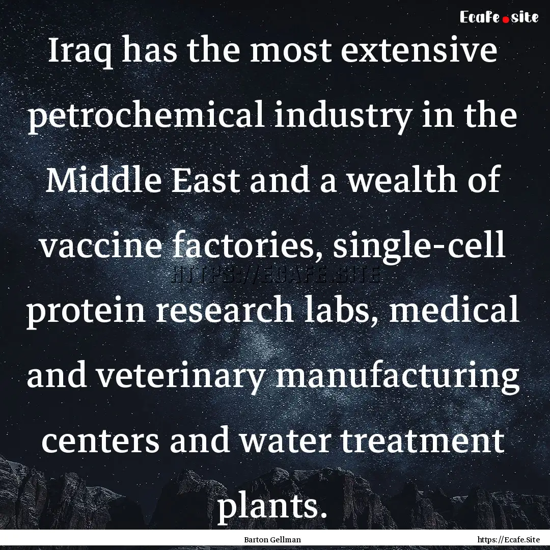 Iraq has the most extensive petrochemical.... : Quote by Barton Gellman