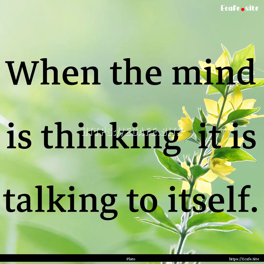 When the mind is thinking it is talking.... : Quote by Plato