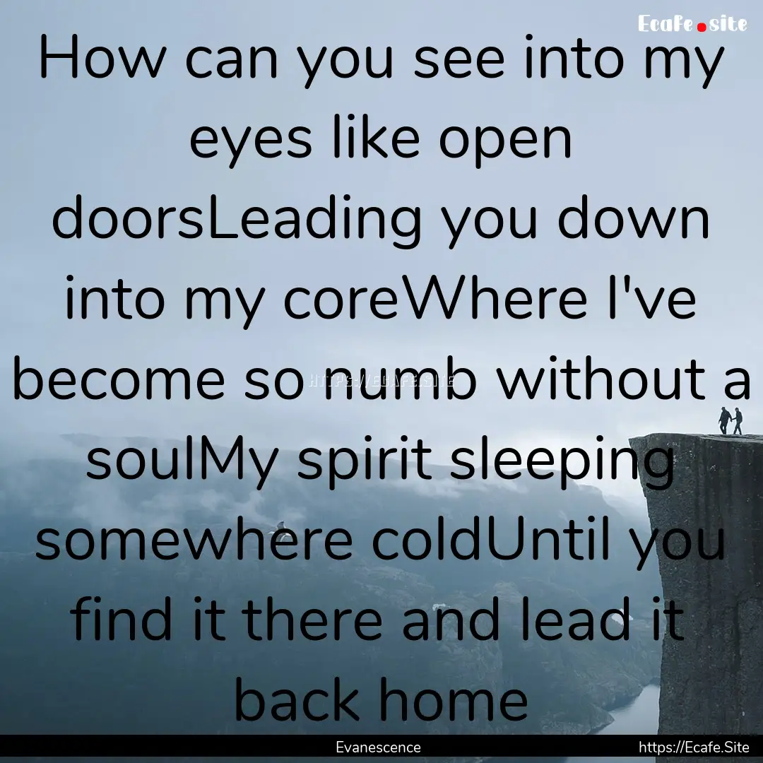 How can you see into my eyes like open doorsLeading.... : Quote by Evanescence