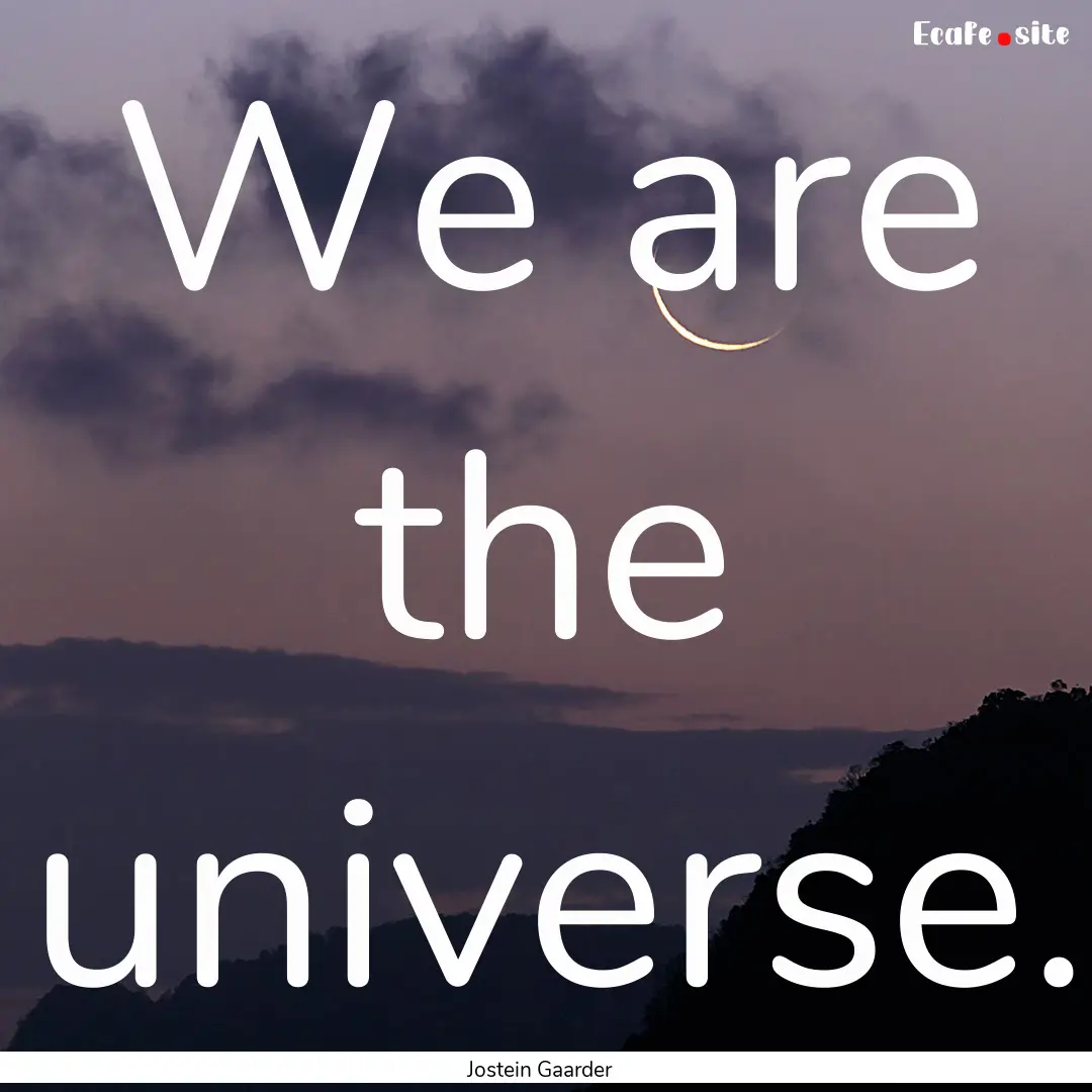 We are the universe. : Quote by Jostein Gaarder