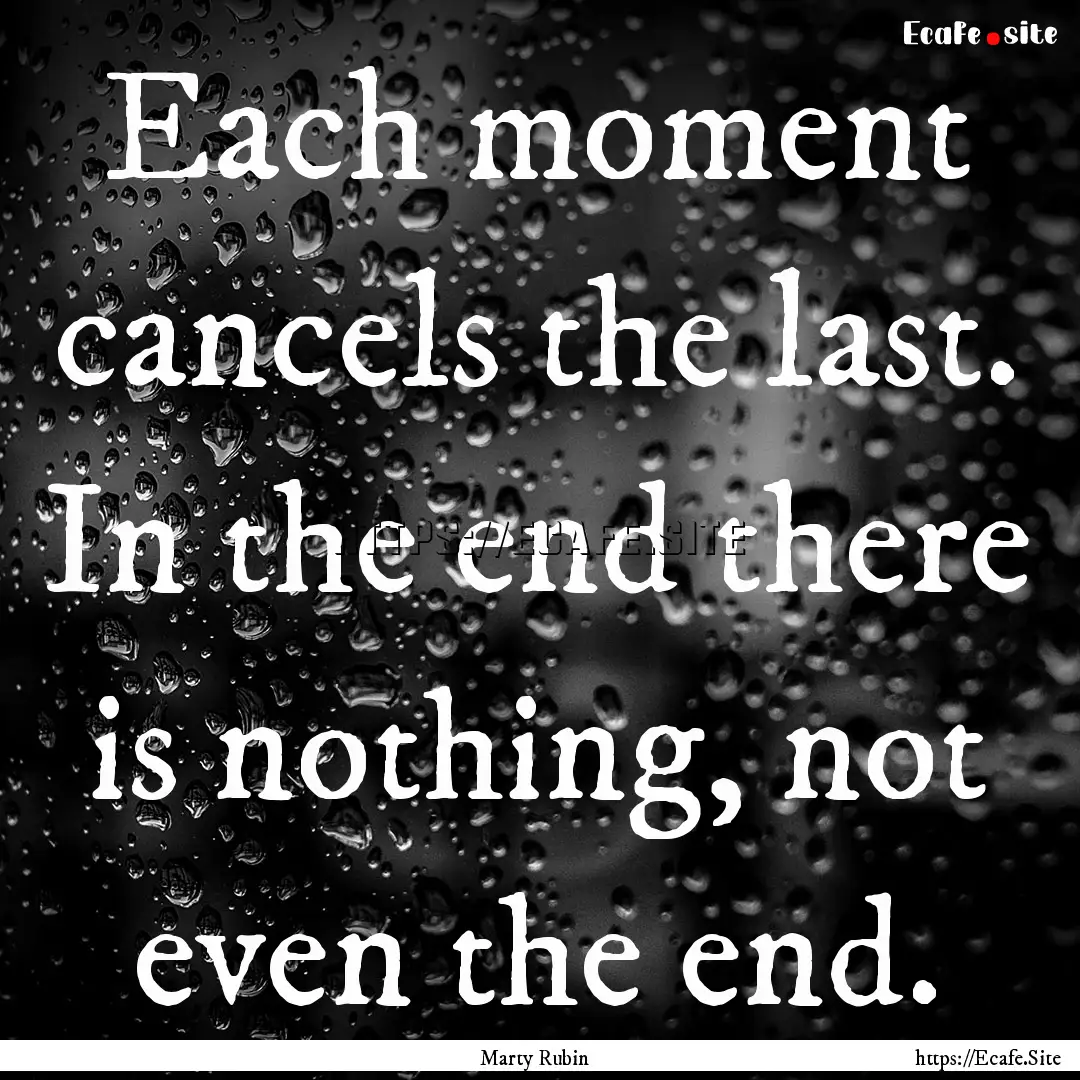 Each moment cancels the last. In the end.... : Quote by Marty Rubin