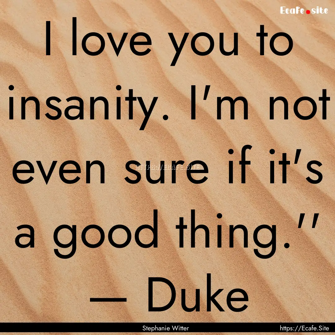 I love you to insanity. I'm not even sure.... : Quote by Stephanie Witter