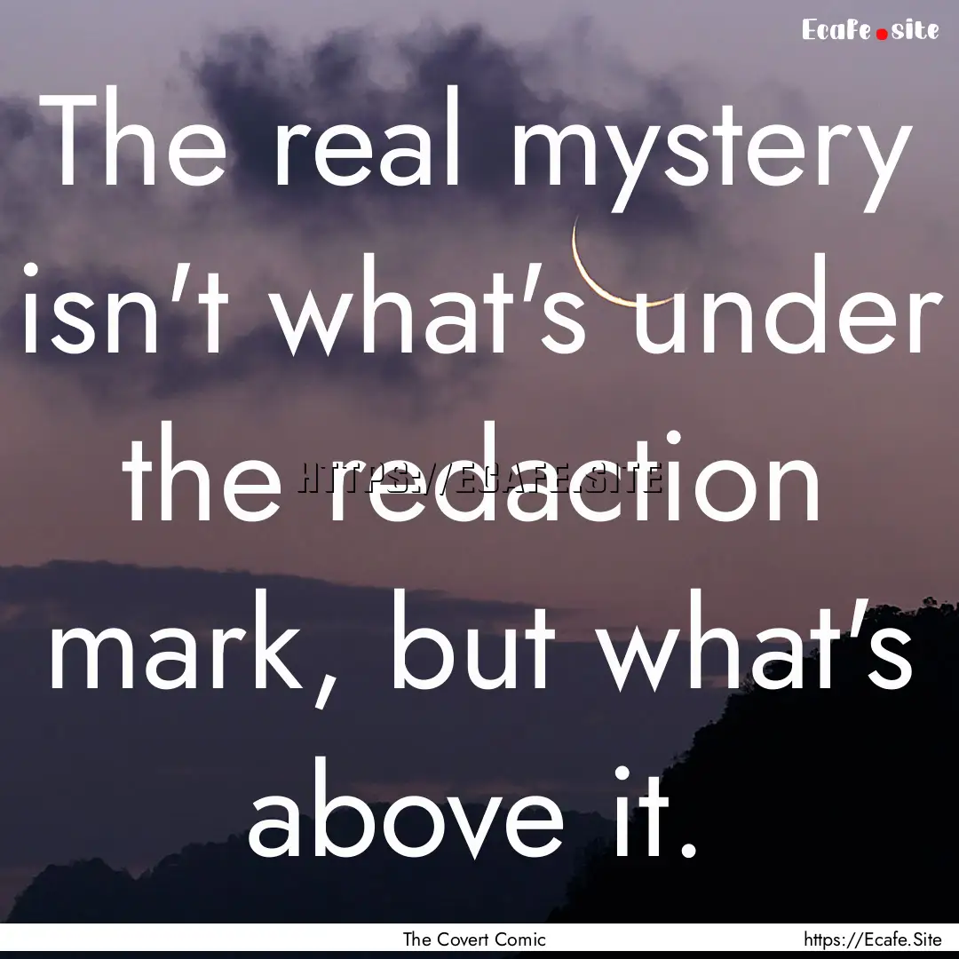 The real mystery isn't what's under the redaction.... : Quote by The Covert Comic