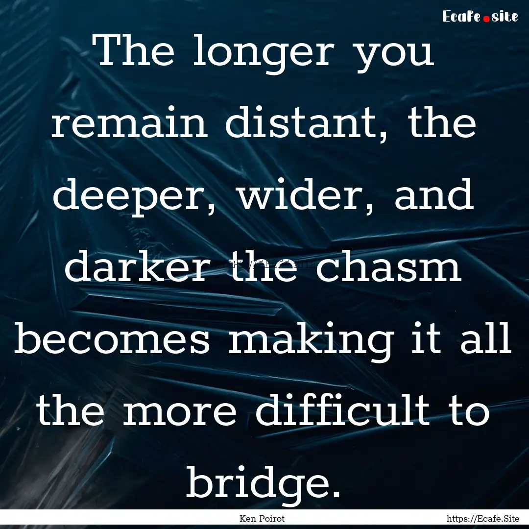 The longer you remain distant, the deeper,.... : Quote by Ken Poirot