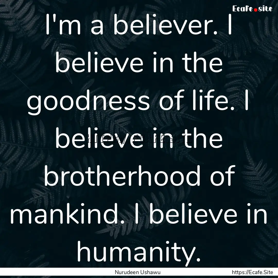 I'm a believer. I believe in the goodness.... : Quote by Nurudeen Ushawu