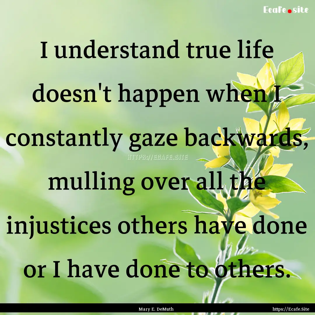 I understand true life doesn't happen when.... : Quote by Mary E. DeMuth