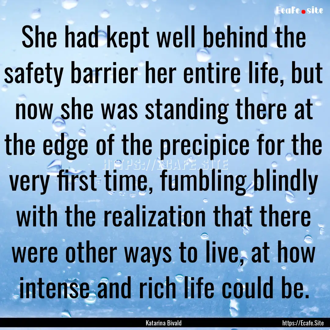 She had kept well behind the safety barrier.... : Quote by Katarina Bivald