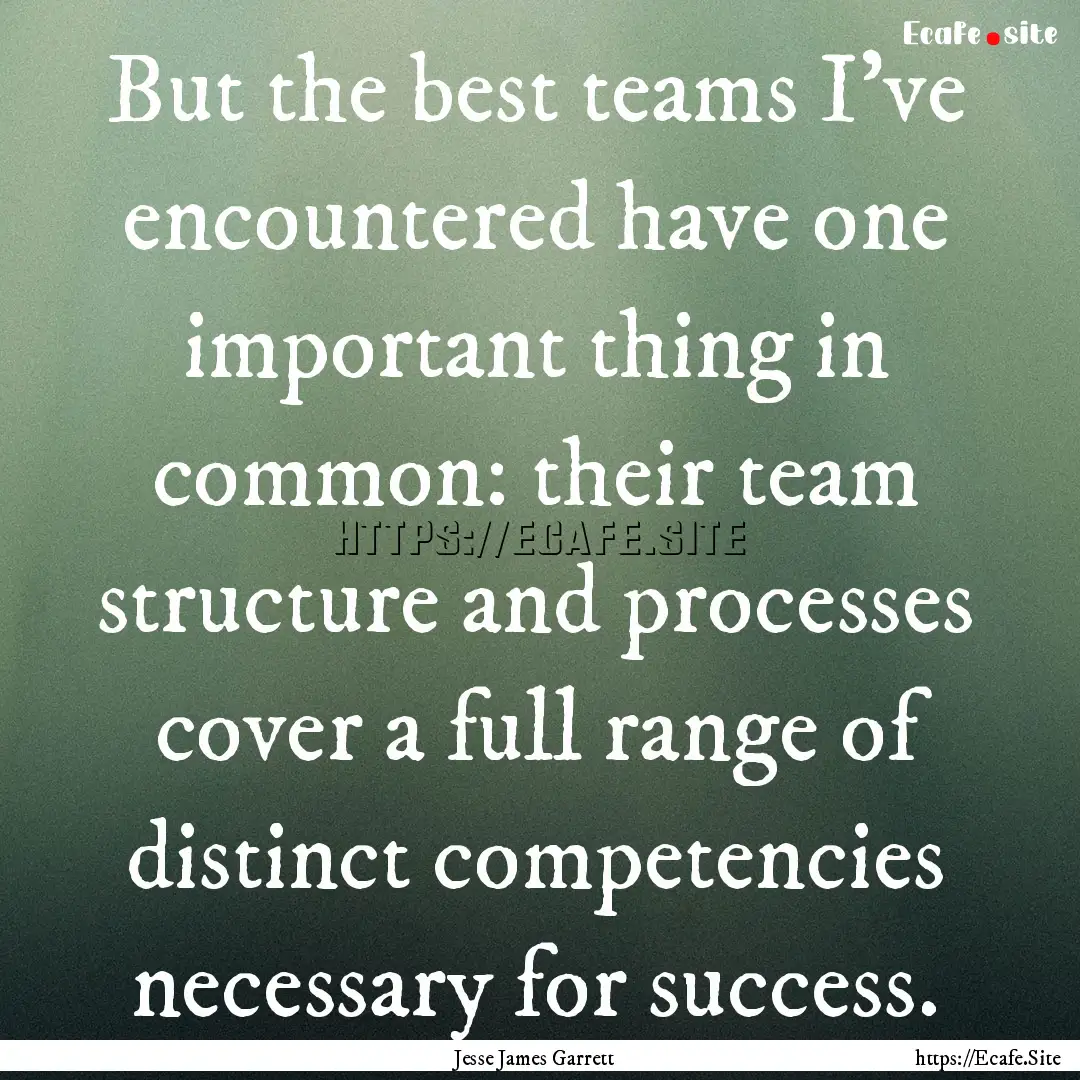 But the best teams I've encountered have.... : Quote by Jesse James Garrett