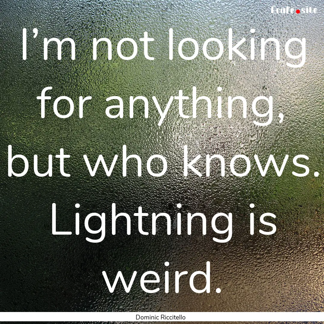 I’m not looking for anything, but who knows..... : Quote by Dominic Riccitello