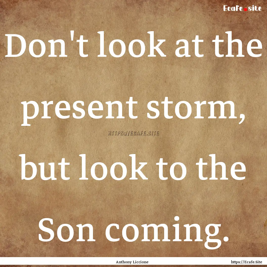 Don't look at the present storm, but look.... : Quote by Anthony Liccione