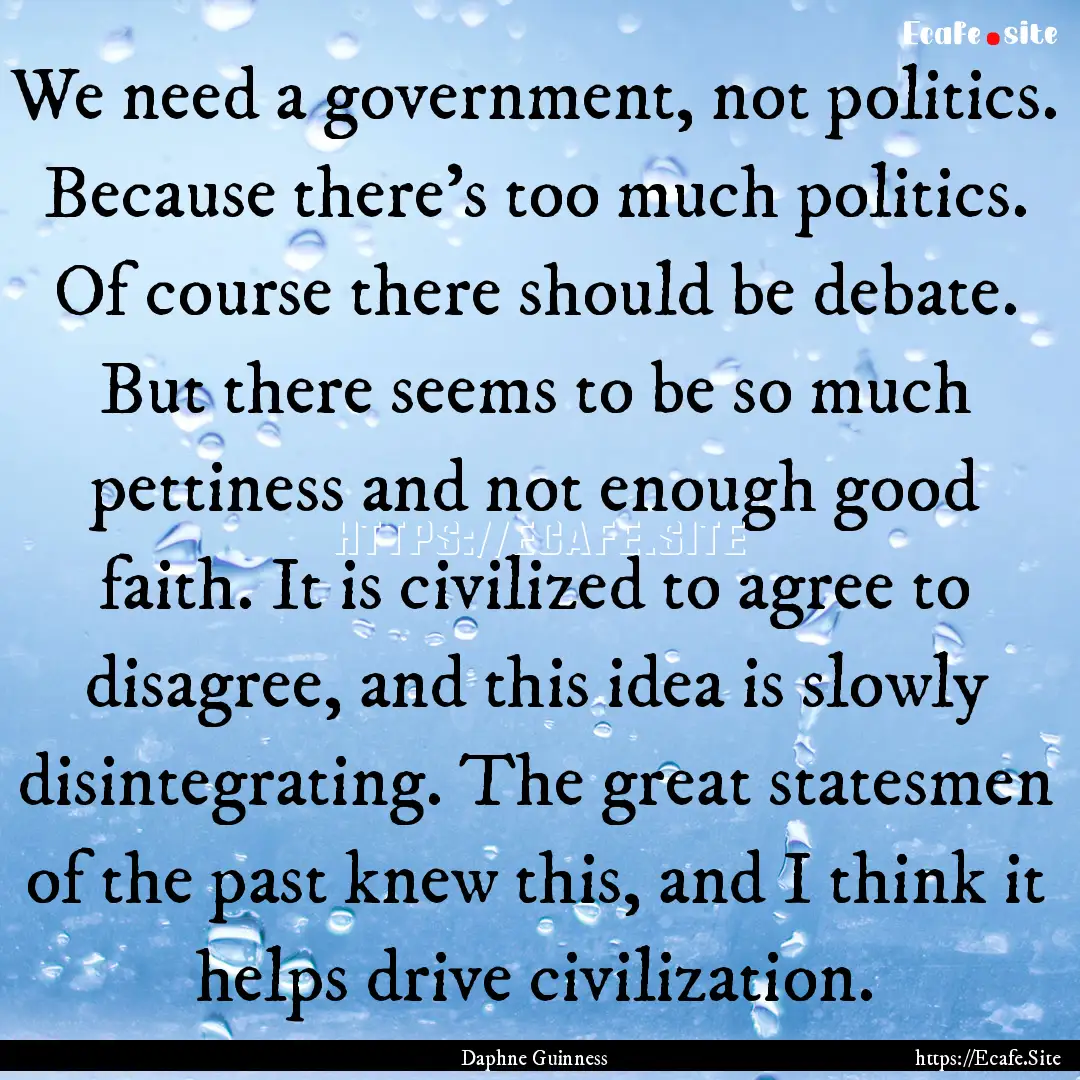 We need a government, not politics. Because.... : Quote by Daphne Guinness