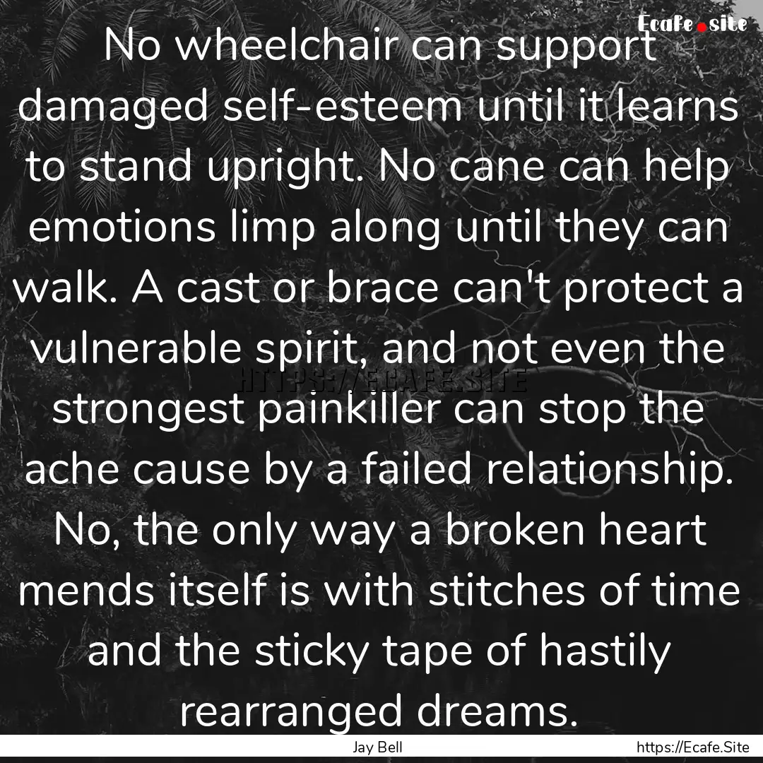 No wheelchair can support damaged self-esteem.... : Quote by Jay Bell