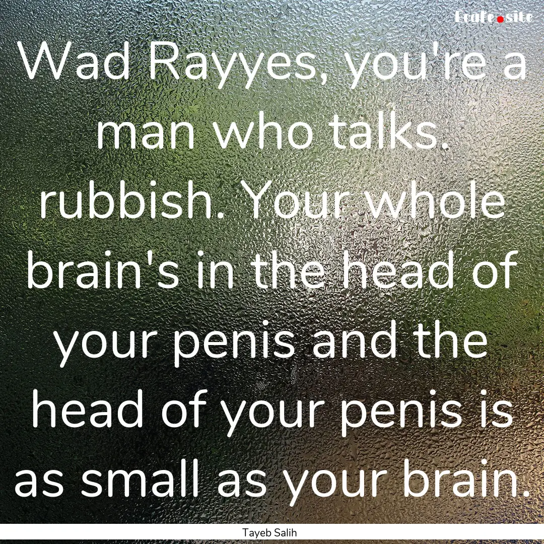 Wad Rayyes, you're a man who talks. rubbish..... : Quote by Tayeb Salih