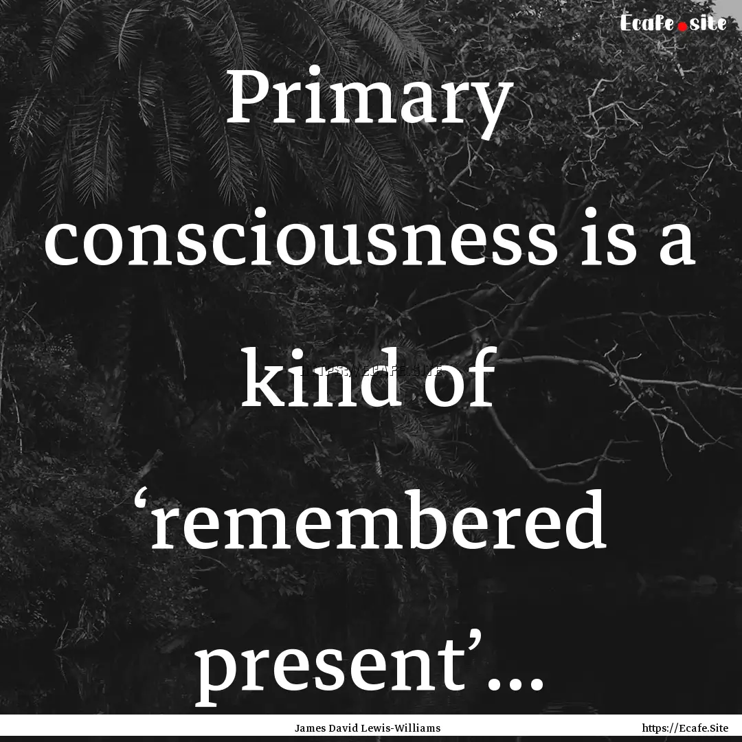 Primary consciousness is a kind of ‘remembered.... : Quote by James David Lewis-Williams