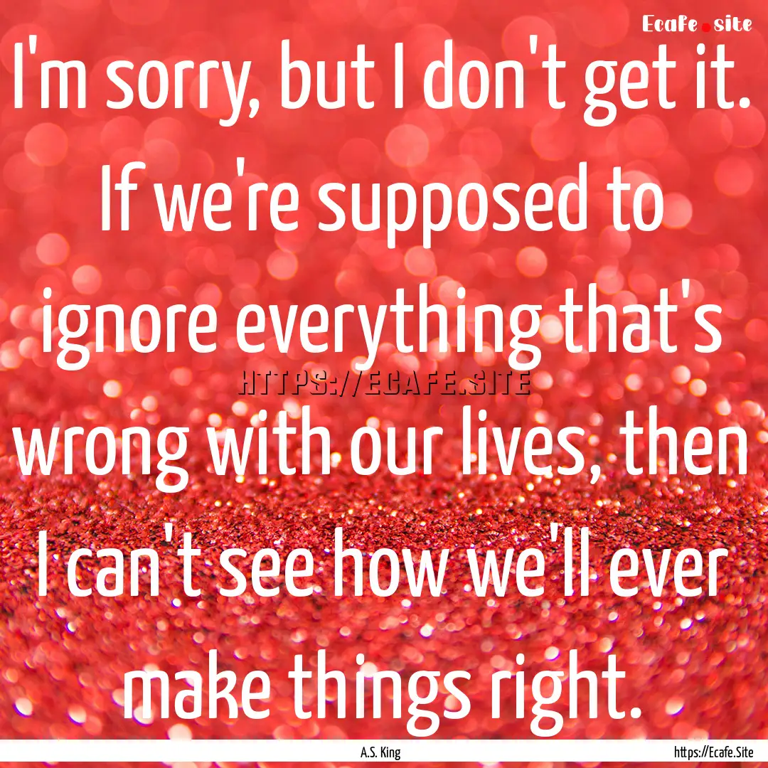 I'm sorry, but I don't get it. If we're supposed.... : Quote by A.S. King