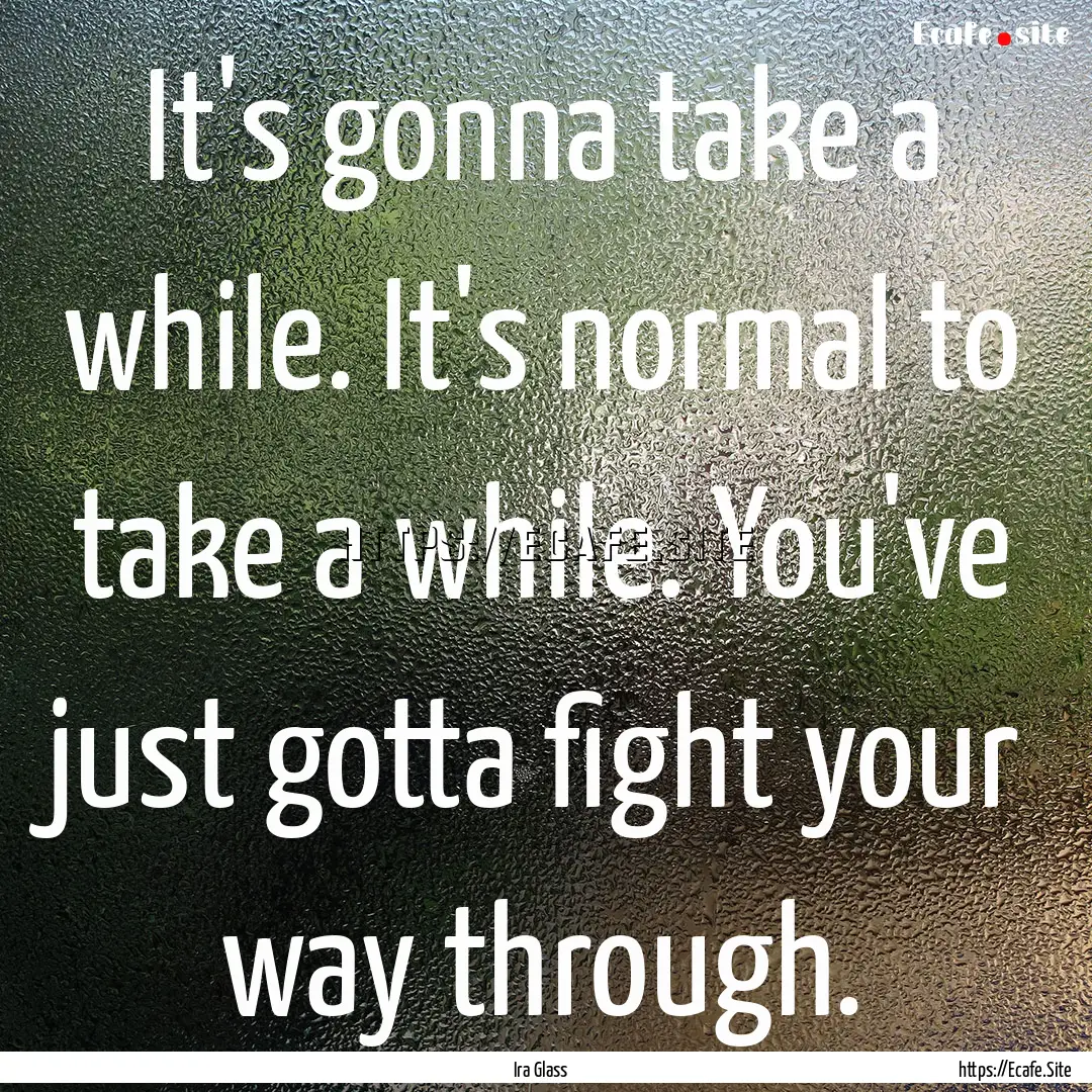 It's gonna take a while. It's normal to take.... : Quote by Ira Glass