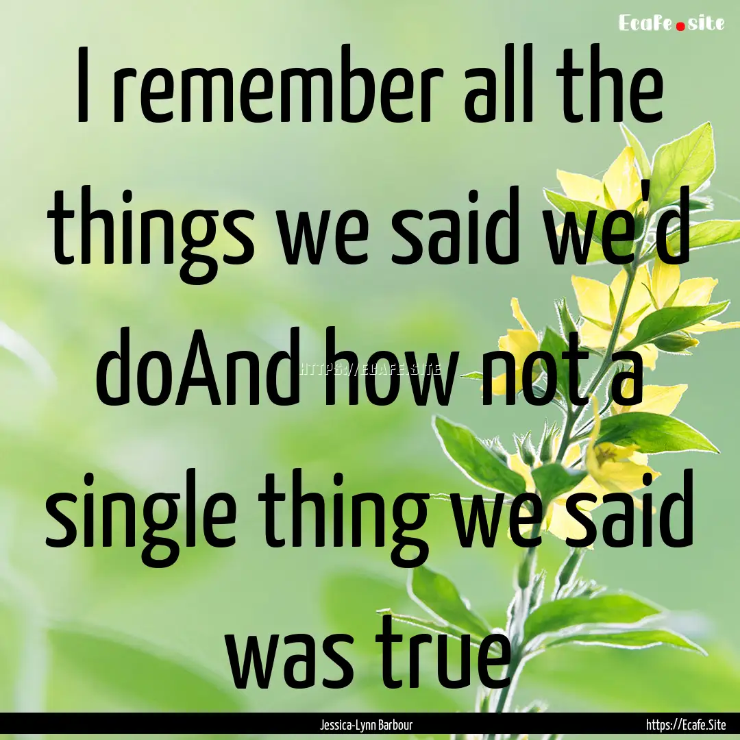 I remember all the things we said we'd doAnd.... : Quote by Jessica-Lynn Barbour