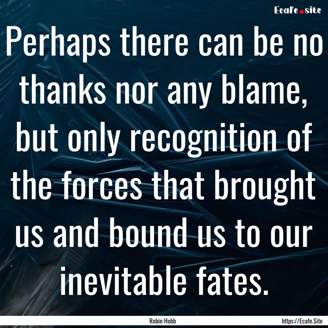 Perhaps there can be no thanks nor any blame,.... : Quote by Robin Hobb