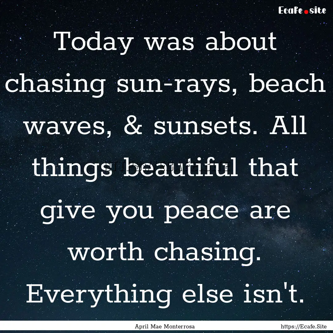 Today was about chasing sun-rays, beach waves,.... : Quote by April Mae Monterrosa