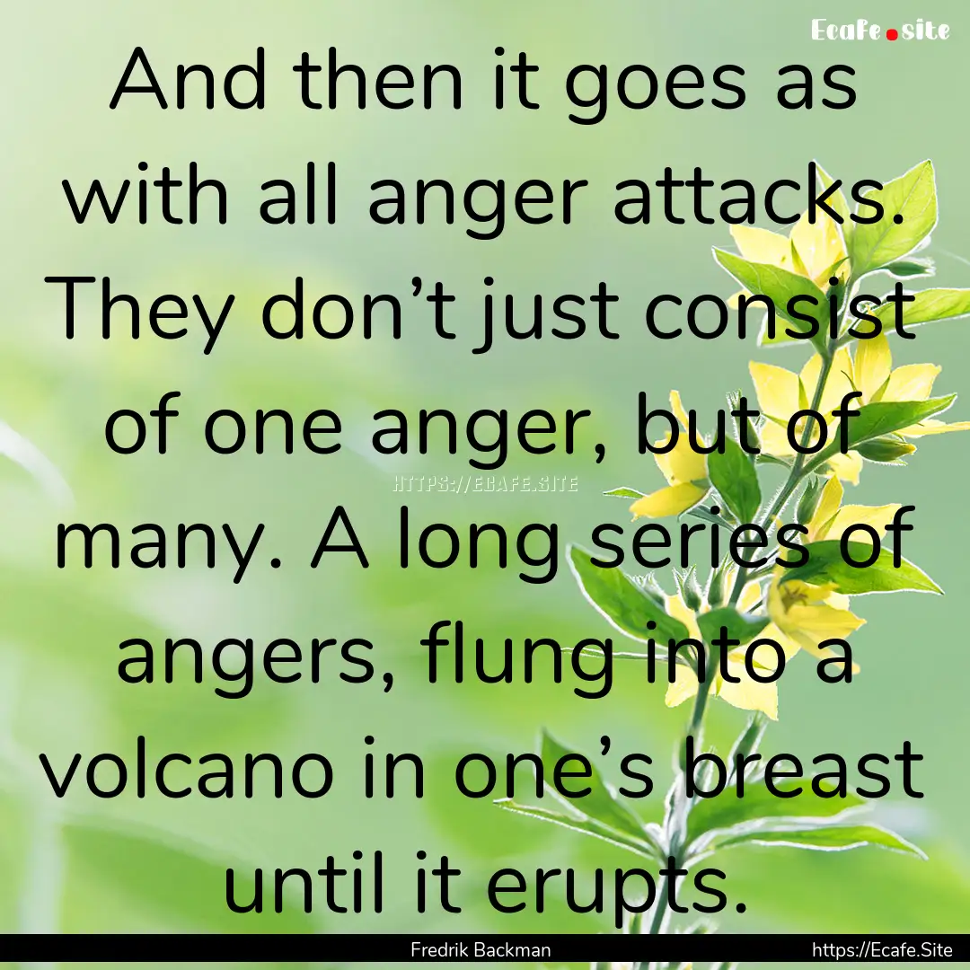 And then it goes as with all anger attacks..... : Quote by Fredrik Backman